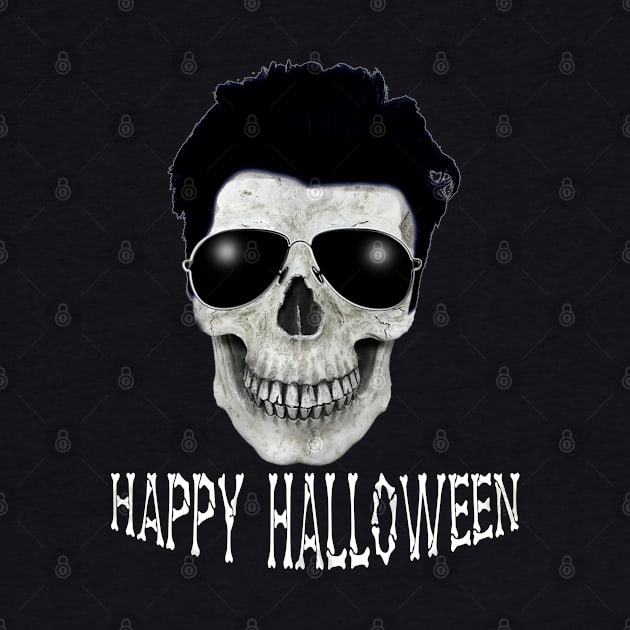 Spooky Funny Happy Halloween Skull with Sunglasses by soccer t-shirts